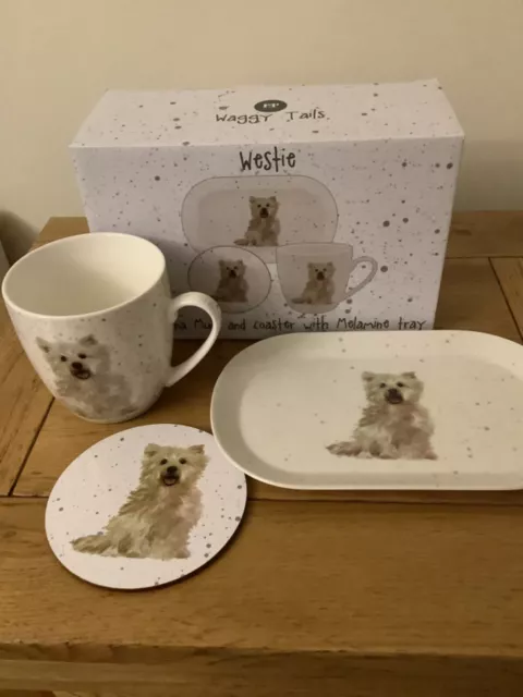 West Highland Terrier Becher Untersetzer & Tablett Geschenkset