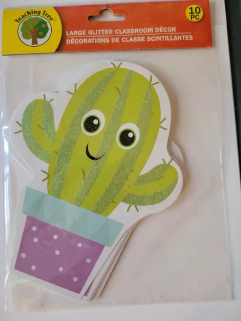 Teaching Tree Paper Cut Outs Cactus Large Glitter Classroom Decor 10 Count