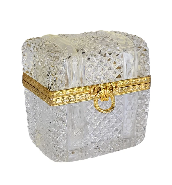 BOITE BOX POUR Parfum Cristal Et Argent 800 Ornement En Verre Vintage