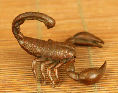 rare old red copper hand casting scorpion statue tea pet table decoration gift
