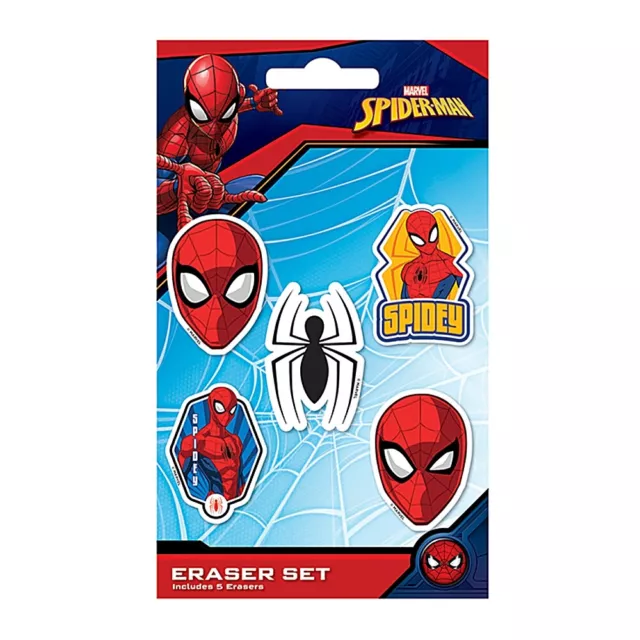 Set of 5 Genuine Marvel Spider-Man Erasers Pencil Rubbers School Stationery