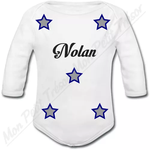 Body Bébé Etoiles avec prénom personnalisé - cadeau de naissance garçon fille