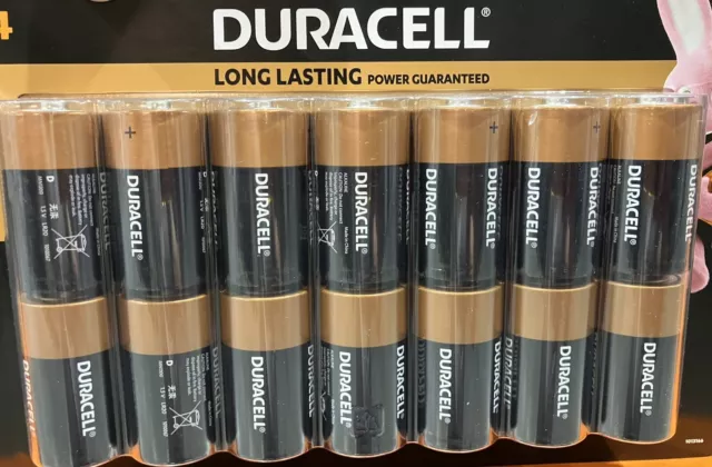 14 Pack Duracell Coppertop 1.5v Alkaline D Batteries Brand New