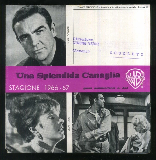 Cinema Guida Pubblicitaria Warner Bros - Jean Seberg  Sean Connery