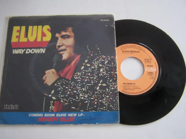Sp 2 Titres Vinyl 45 T , Elvis Presley , Way Down  . G + / Vg .  Rca 0998 .