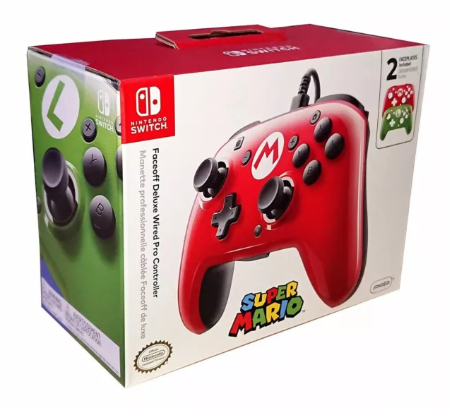 Faceoff Deluxe Wired Pro Controller Super Mario + Luigi Pad Nintendo Switch Pdp