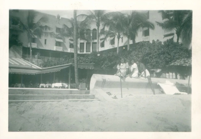 1940 Royal Hawaiian Hotel Waikiki Hawaii 3 photos at beach 1940 Royal Hawaiian Hotel Waikiki Hawaii 3 photos at beach
