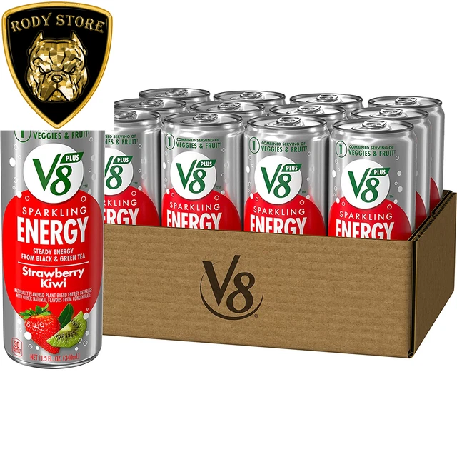 V8 +SPARKLING ENERGY Strawberry Kiwi Energy Drink, Made with Real Vegetable and