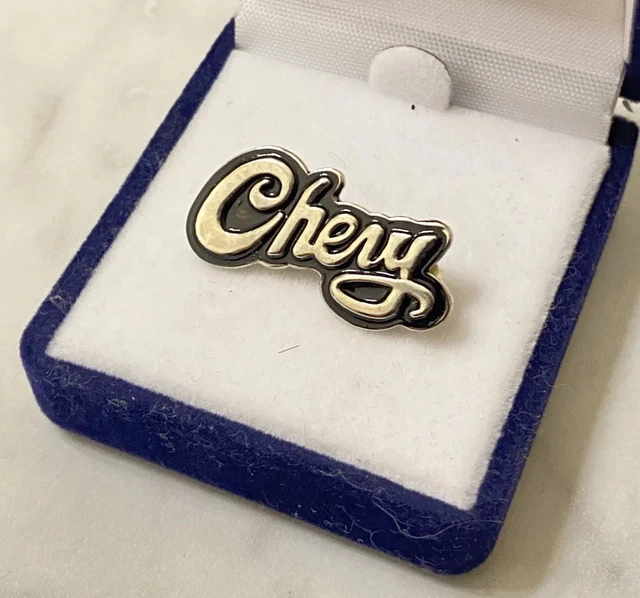 Vintage Chevy Old Script Hat Lapel Pin Accessory Rare NOS Retro Chevrolet Silver