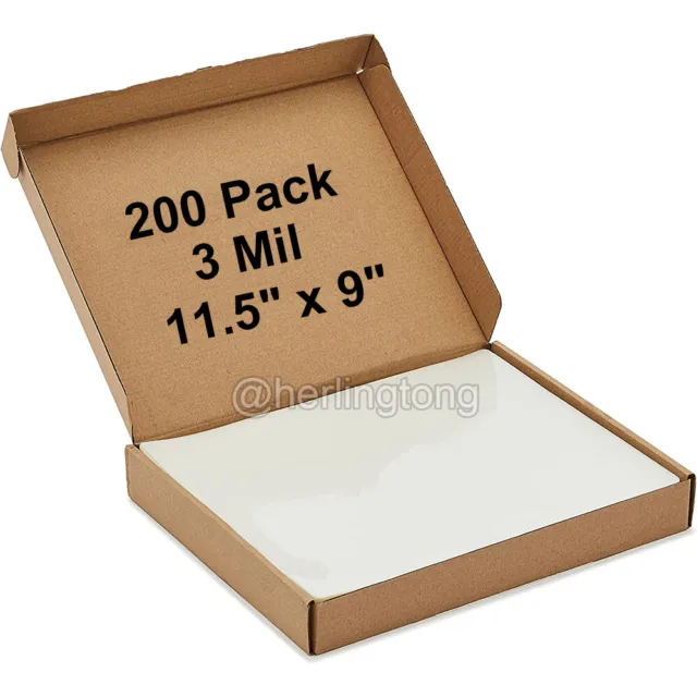 200 Pack 3 mil Thermal Laminating Pouches Sheets 11.5'' X 9" Letter Size Clear