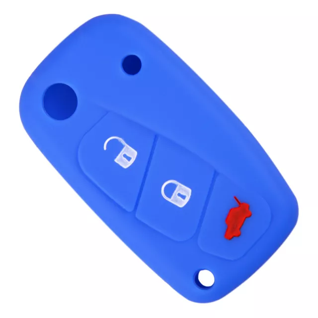 Bleu Silicone Coque Housse clé 3 boutons pour Fiat Punto Ducato Panda Key Kob Nm