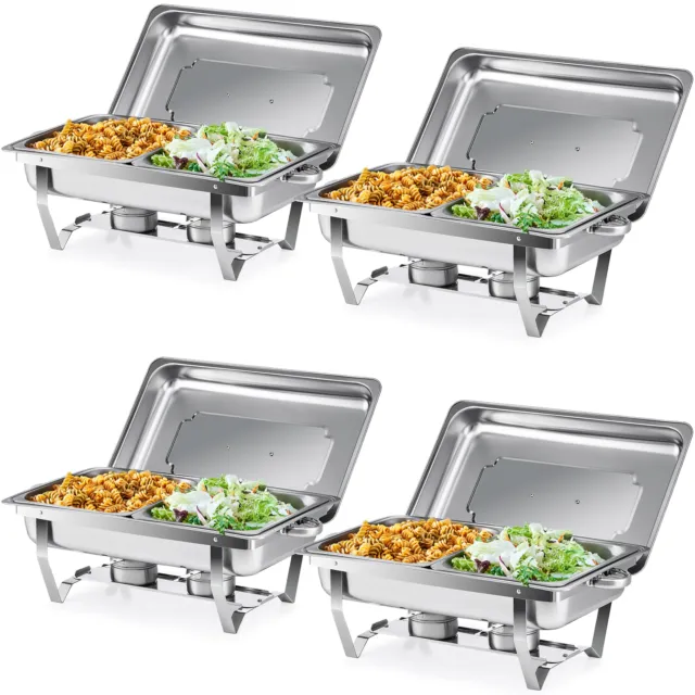 Chafing Dish Buffet Set 4 Pack 9L Stainless Steel Food Warmers 1/2 Food Pans