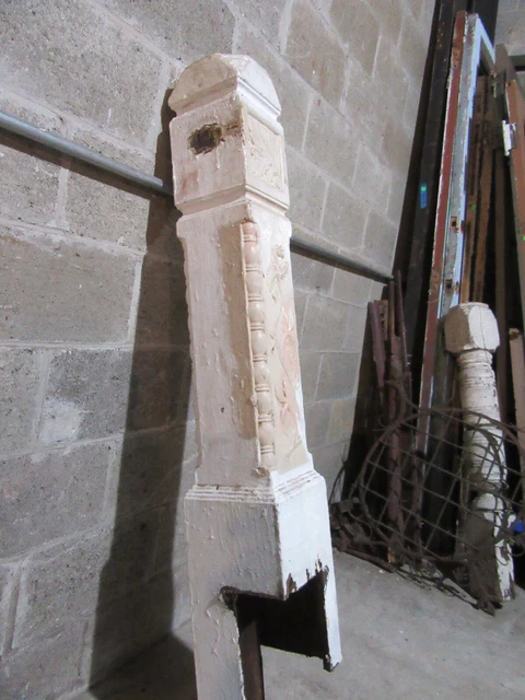 ~ Antique Carved Oak Newel Post 57 Tall 1 Of 2 ~ Architectural Salvage ~ 9