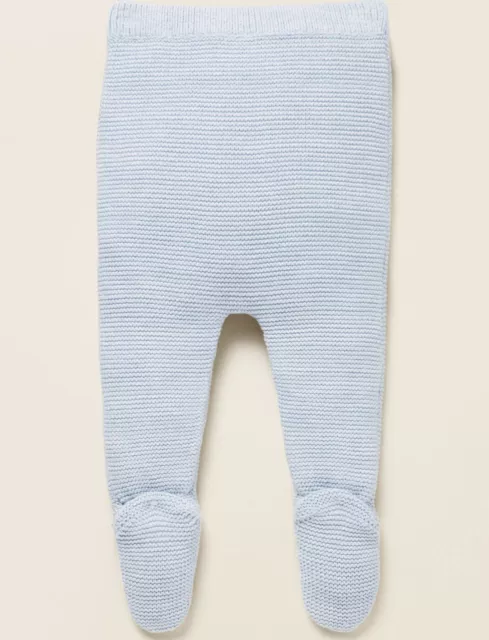 SEED Baby Knit Footed Legging Baby Blue Size 12-18 Months Bunny Cotton 2