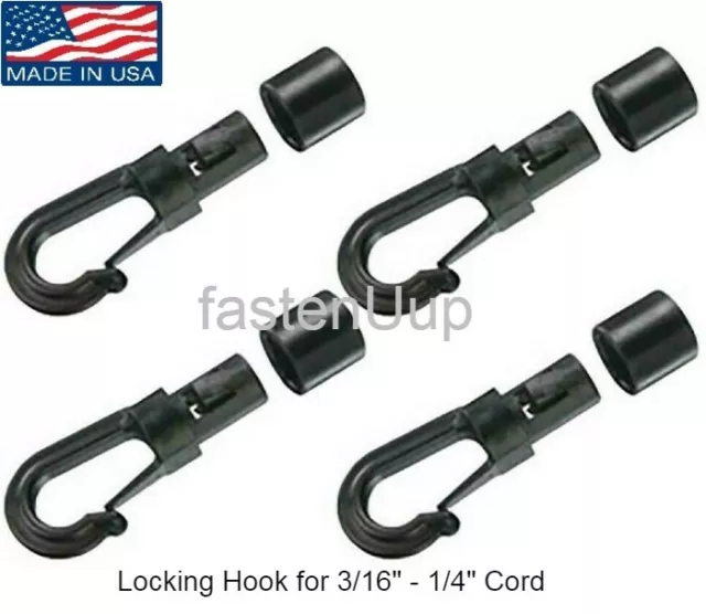 BUNGEE SHOCK CORD Hook - Closed Lock Hook End for 3/16 1/4 Cord