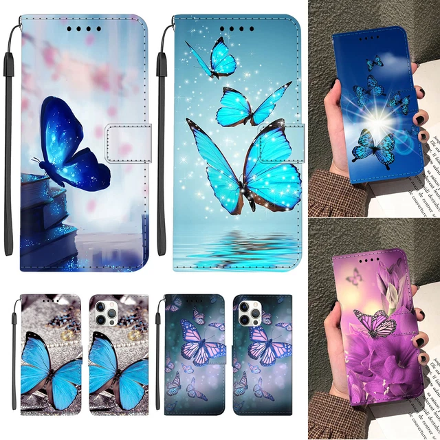 Leather Phone Flip Wallet Case Butterfly Cover For iPhone 14 Pro Max 13 12 11 XR
