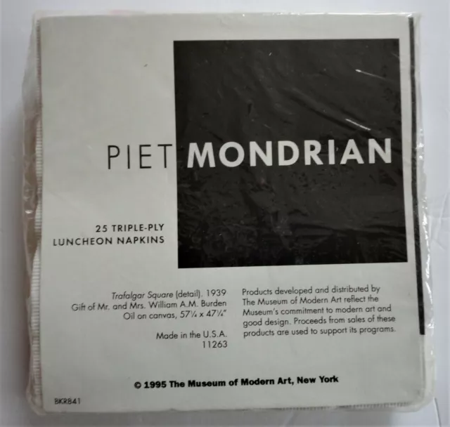 25 New Vtg Napkins 1995 MoMA Museum Modern Art Piet Mondrian Trafalgar Sq Paper