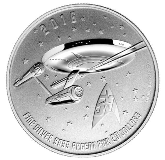 2016 $20 Fine Silver Coin Star Trek Enterprise - Royal Canadian Mint $20 For $20