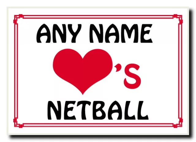 Love Heart Netball Personalised Jumbo Magnet