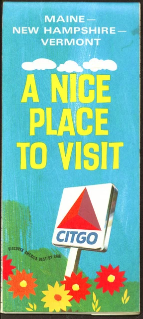 Citgo Road Map Maine New Hampshire Vermont 1968