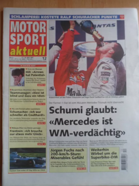 MOTOR SPORT aktuell 11-18.3. 12 - 1997 Schumacher Frentzen Jürgen Fuchs Formel1