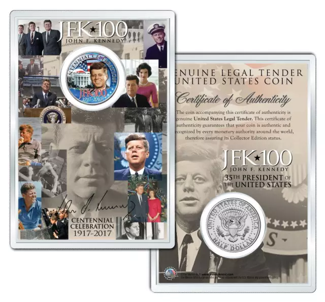 JFK100 JOHN F. KENNEDY Centennial 2017 JFK Half Dollar Coin w/ 4x6 Lens Display