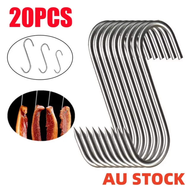 20Pcs S-Shaped Meat Hook Heavy Duty Stainless Steel Butcher Hooks Hanging Beef