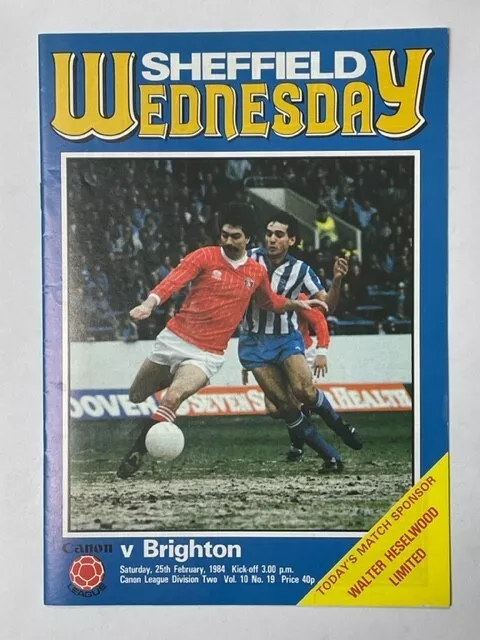 1983/84 Sheffield Wednesday V Brighton & Hove Albion 25-02-1984 Division 2