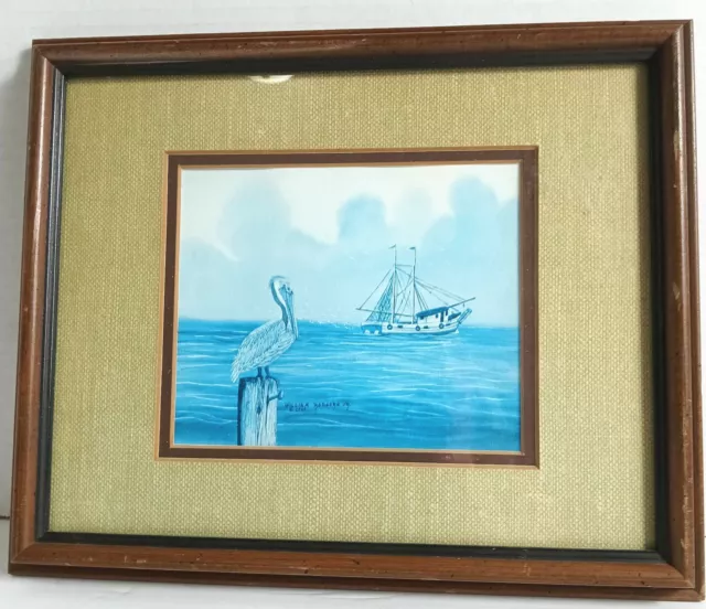 William Rogers Jr Signed Art Print  Shrimp Boat and Pelican