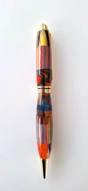 BPT Pen No 438 European Slimline. Multi Coloured. Gold Trim.