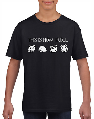 This Is How I Panda Roll Kids T-Shirt Funny Animal Cute Design Boys Girls Top