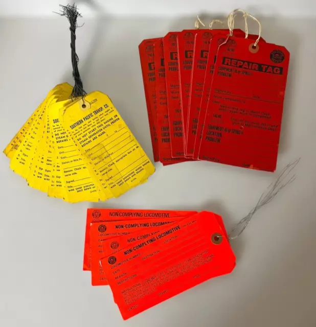 VTG Southern Pacific Railroad LOT of 51 Ephemera Train Repair Tags Railroadiana