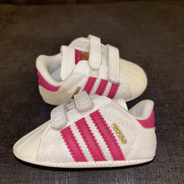 Adidas Superstar Sneaker (Baby & Walker) Size 1 White and Pink