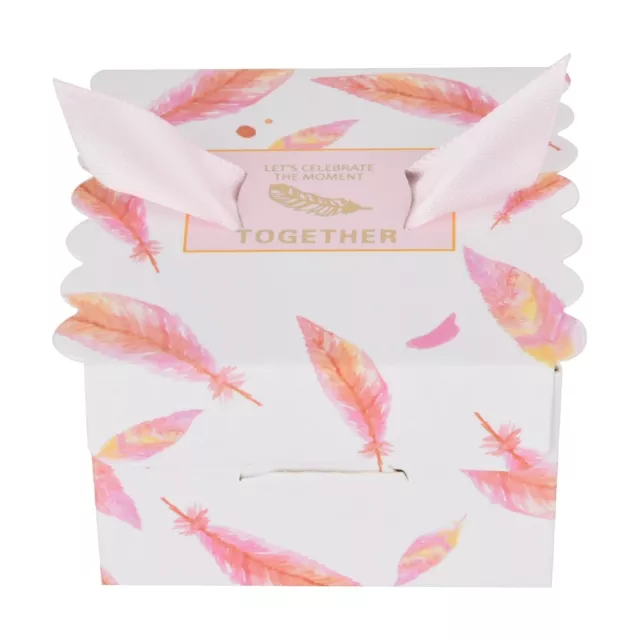 ( Feather）50 Pcs Wedding Party Paper Candy Chocolate Cake Decoration Box UK