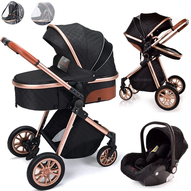 Baby Pram 3 in 1 Buggy With Car Seat Pushchair Newborn Carrycot Travel System