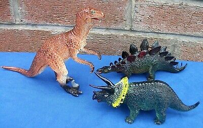 Vintage Dinosaur figures bundle of 3 AAA 80's,Large Hard Plastic,very g.cond