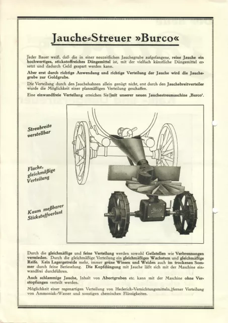 Hist. Schrift: Burko Jauche-,Kalk- und Düngerstreuer