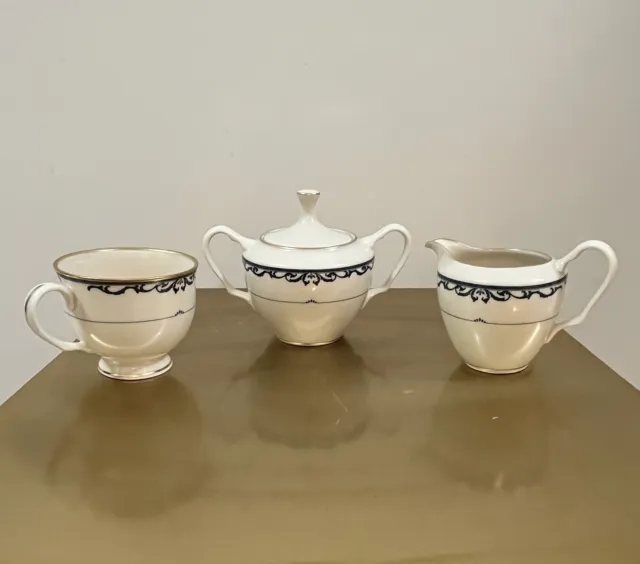 4Pc Lenox Liberty Presidential Collection Lidded Sugar Bowl Creamer Set +Tea Cup