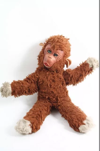 Hermoso Antiguo DDR Peluche de Felpa Con Cara Juguete Mono Monkey Ojos Del Sueño