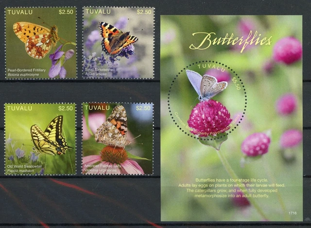 Tuvalu 2327-2330 + Bl. 265 postfrisch Schmetterling #HF383