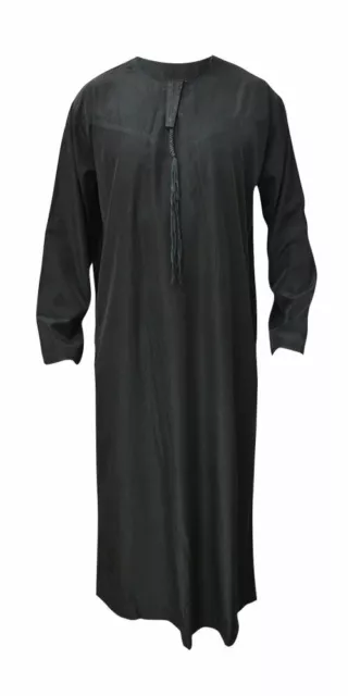 Uae Designer Label Style Black Arab Thobe Dishdash Gown Dress Men Robe Long New