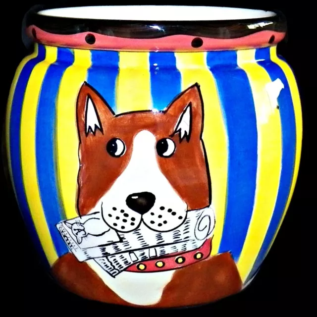 Retired 2001 Dogzilla Candace Reiter Hand Painted Dogs Vase Treat Candy Jar 3