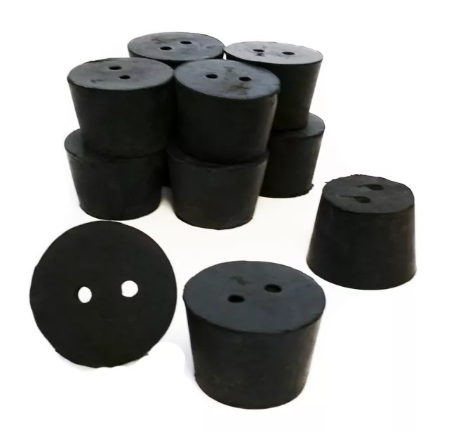 Rubber Stoppers, Size 7, 2-Hole. Case of 10-Pounds.