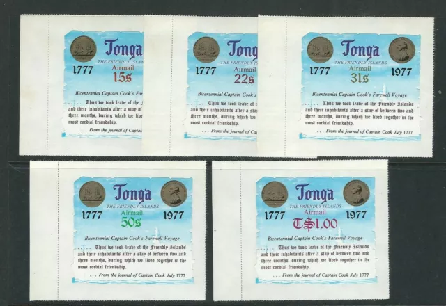 TONGA 1977 BICENT of COOKS FAREWELL VOYAGE (Sc C219-223) AIRS only VF MNH