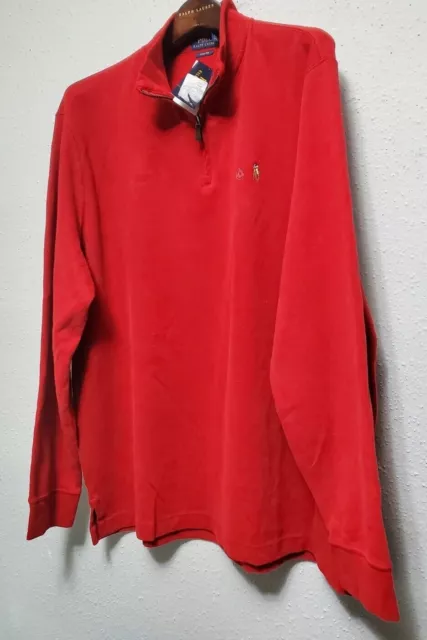 Polo Ralph Lauren Mens Estate Ribbed Half-Zip Pony Accent Red Cotton Sweater:xl