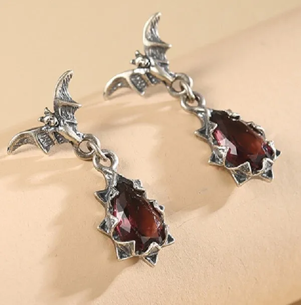 Unique Silver Bat Earrings Men Women Punk Gothic Band Party Ear Hook Jewelry