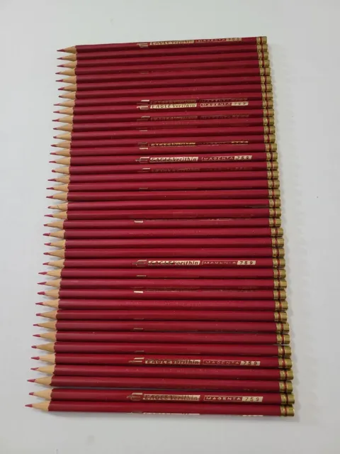 Vintage EAGLE VERITHIN Color Pencils Magenta 759 (Lot of 39) Sharpened NEW