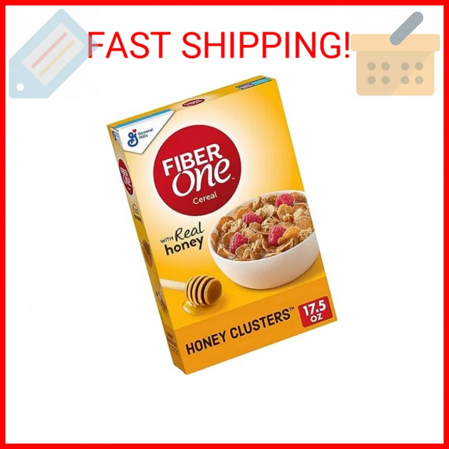 FIBER ONE HONEY Clusters Breakfast Cereal, Fiber Cereal Made with Whole