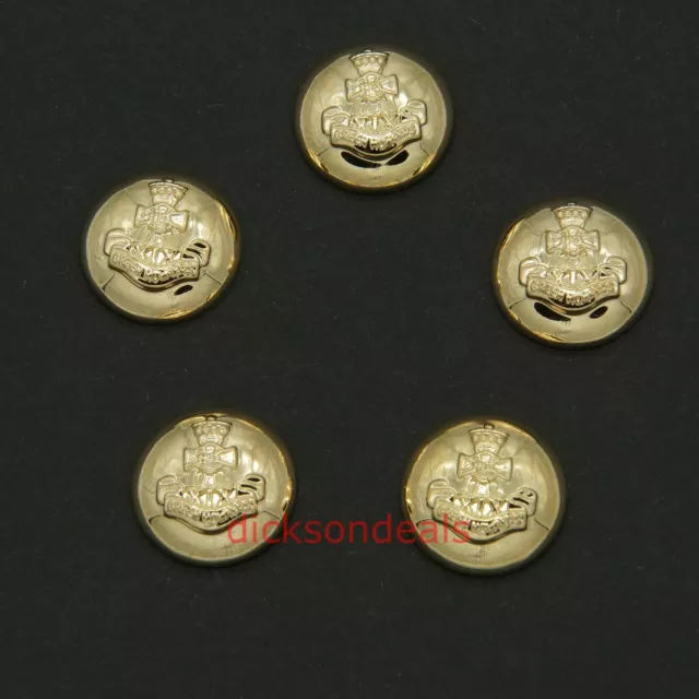 5 Military Buttons Green Howards Gold Coloured Plastic 15mm 18mm 21mm or 25mm