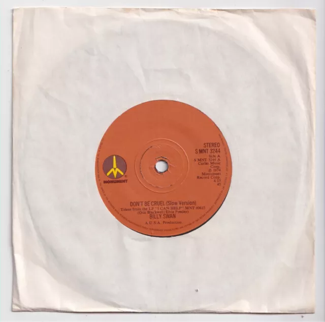 (AA647) Billy Swan, Don't Be Cruel - 1974 - 7" vinyl